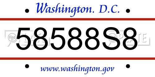 58588S8 District Of Columbia License Plate