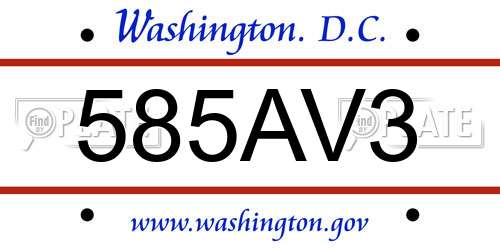 585AV3 District Of Columbia License Plate