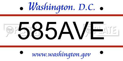 585AVE District Of Columbia License Plate