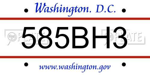 585BH3 District Of Columbia License Plate
