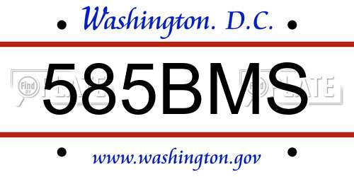 585BMS District Of Columbia License Plate