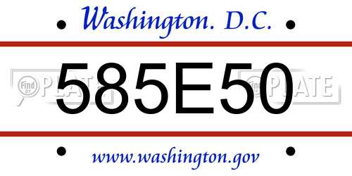 585E50 District Of Columbia License Plate