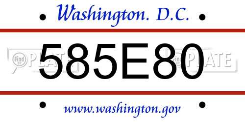 585E80 District Of Columbia License Plate