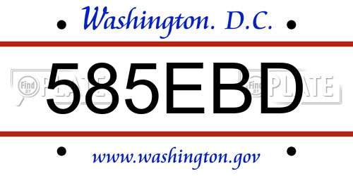585EBD District Of Columbia License Plate