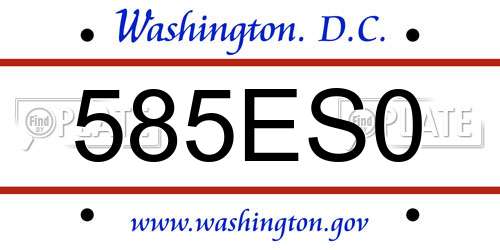 585ES0 District Of Columbia License Plate