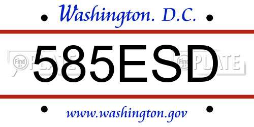 585ESD District Of Columbia License Plate
