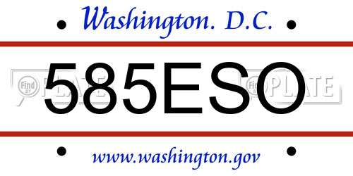 585ESO District Of Columbia License Plate
