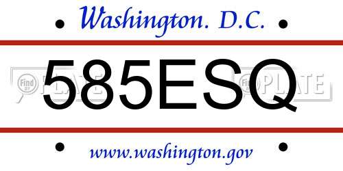 585ESQ District Of Columbia License Plate