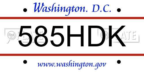 585HDK District Of Columbia License Plate
