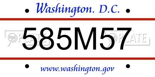 585M57 District Of Columbia License Plate