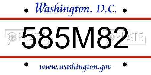 585M82 District Of Columbia License Plate