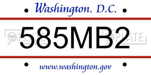 585MB2 District Of Columbia License Plate