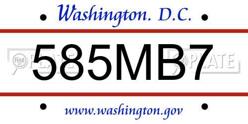 585MB7 District Of Columbia License Plate
