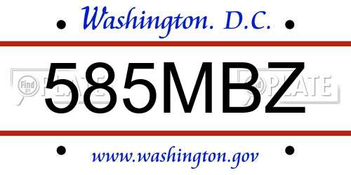 585MBZ District Of Columbia License Plate