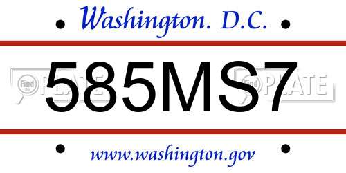 585MS7 District Of Columbia License Plate