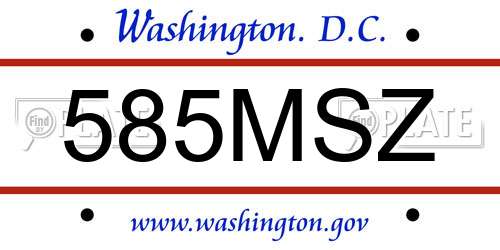 585MSZ District Of Columbia License Plate