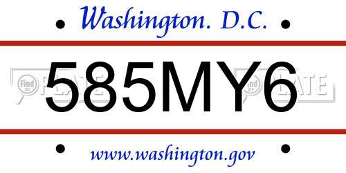 585MY6 District Of Columbia License Plate