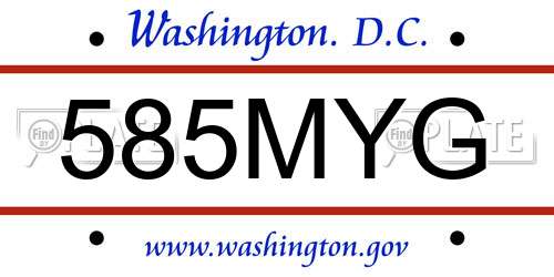 585MYG District Of Columbia License Plate