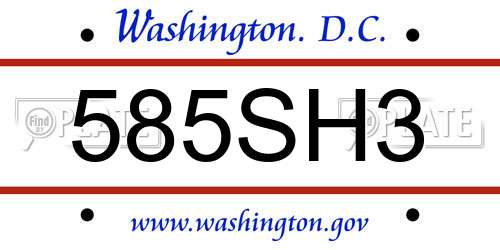 585SH3 District Of Columbia License Plate