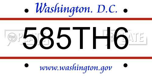 585TH6 District Of Columbia License Plate