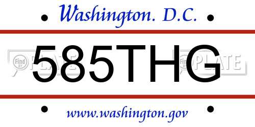 585THG District Of Columbia License Plate