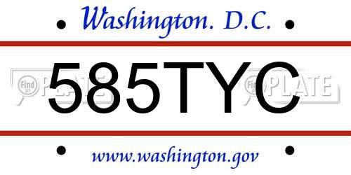 585TYC District Of Columbia License Plate