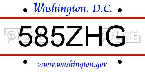 585ZHG District Of Columbia License Plate