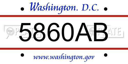 5860AB District Of Columbia License Plate