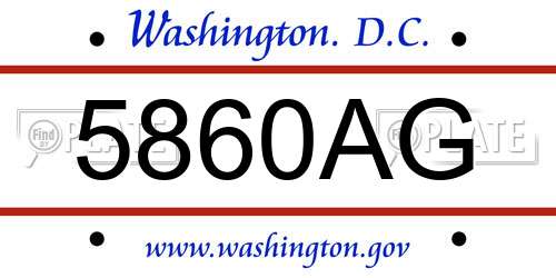 5860AG District Of Columbia License Plate