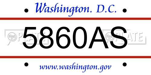 5860AS District Of Columbia License Plate