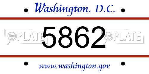 5862 District Of Columbia License Plate