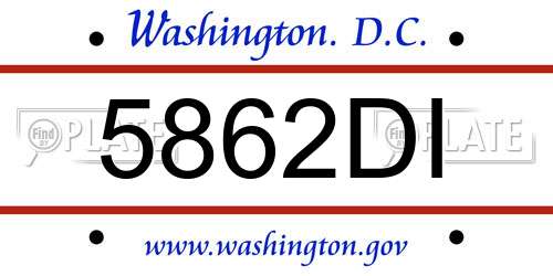 5862DI District Of Columbia License Plate