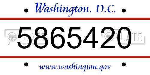 5865420 District Of Columbia License Plate