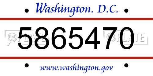 5865470 District Of Columbia License Plate