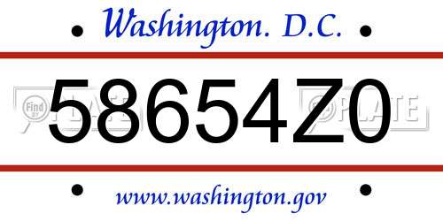 58654Z0 District Of Columbia License Plate