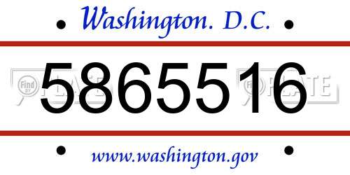 5865516 District Of Columbia License Plate