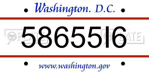 58655I6 District Of Columbia License Plate