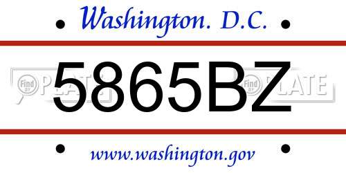 5865BZ District Of Columbia License Plate