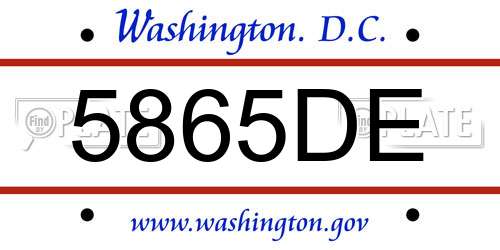 5865DE District Of Columbia License Plate