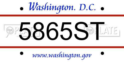 5865ST District Of Columbia License Plate