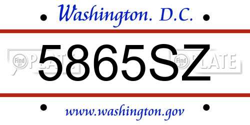 5865SZ District Of Columbia License Plate