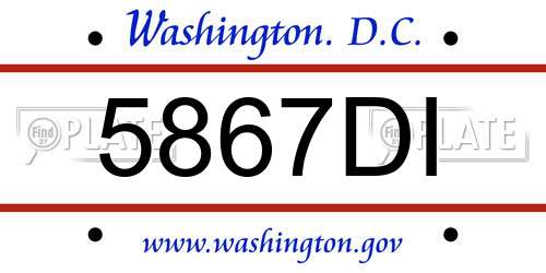 5867DI District Of Columbia License Plate