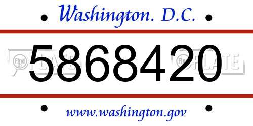 5868420 District Of Columbia License Plate