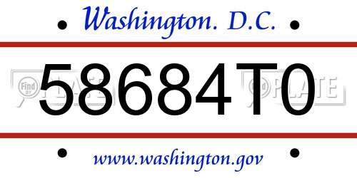 58684T0 District Of Columbia License Plate