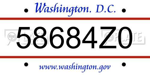 58684Z0 District Of Columbia License Plate
