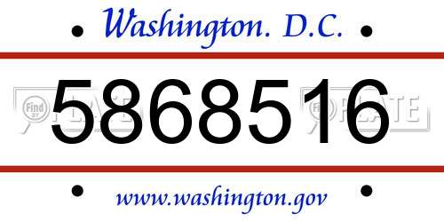 5868516 District Of Columbia License Plate