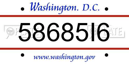 58685I6 District Of Columbia License Plate