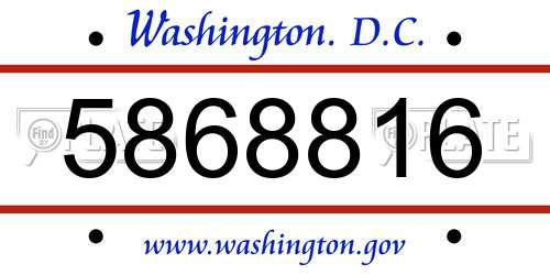 5868816 District Of Columbia License Plate
