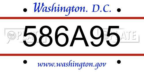 586A95 District Of Columbia License Plate