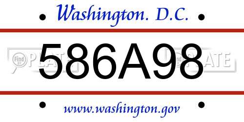 586A98 District Of Columbia License Plate